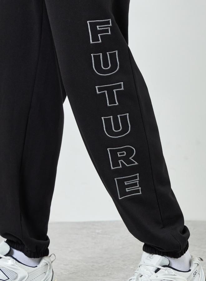 Styli Men Relaxed Fleece Embroidered Joggers - Image 2